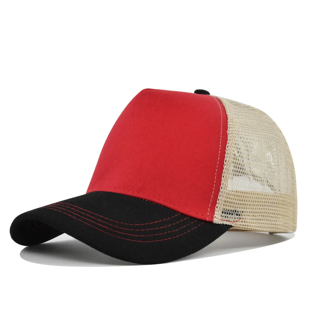 Customized Logo Hard Top 5 Panels Mesh Baseball Cap For Men Women