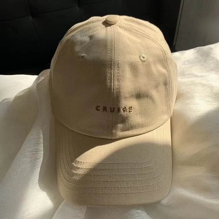 Solid Color Letter Embroidery Baseball Cap Women Men