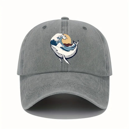 Baseball Caps with Surfing and Wave Patterns for Both Men and Women