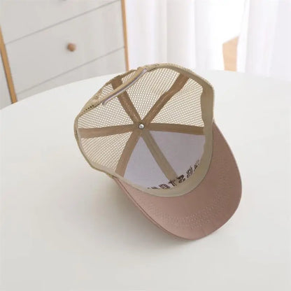 Summer Baby Mesh Baseball Cap Letter Embroidery Kids Peaked Hat For Boy Girl Solid Color Breathable Children Sun Hats