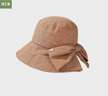 Cotton-Linen Sun Hat For Women Solid Color Fisherman's Hat Solid Color Sun Hat