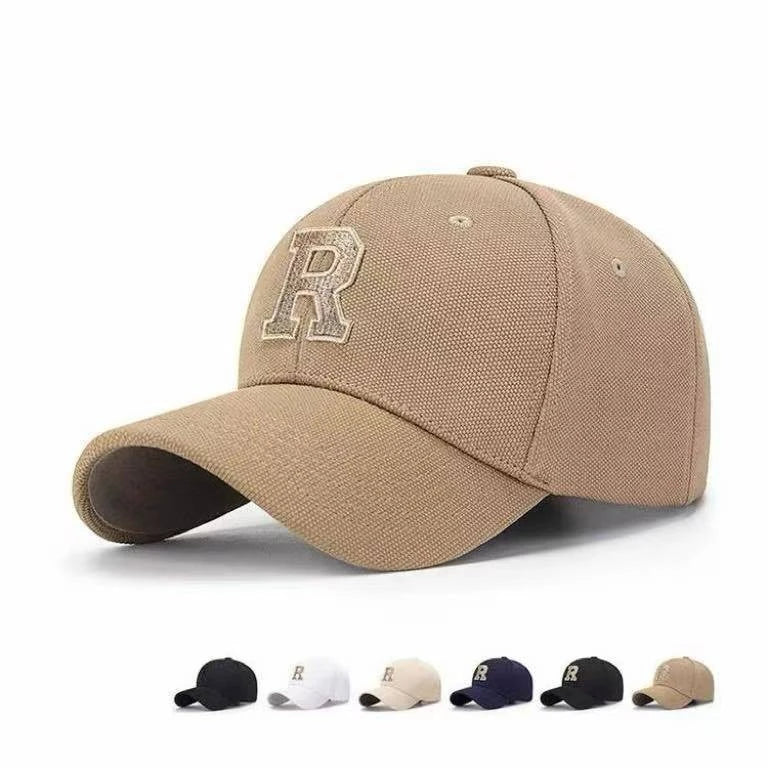 New High Quality R Letter  Gold Thread 3D Embroidery Adjustable Elastic Pineapple Cloth Baseball Cap Sun Hat