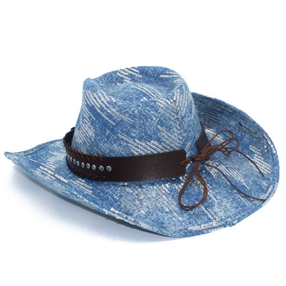 Western Cowboy Hats Washed Denim Unisex