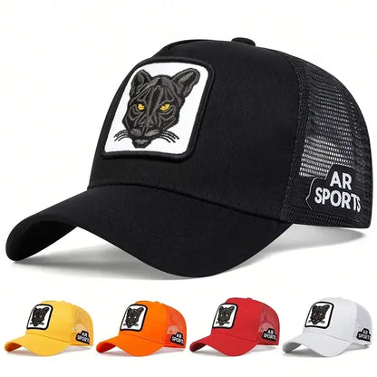 Unisex Panther Embroidery Baseball Net Caps Spring and Summer
