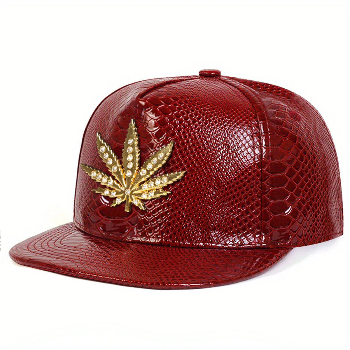 Unisex Maple Leaf Label With Drill Leather Hip Hop Hats