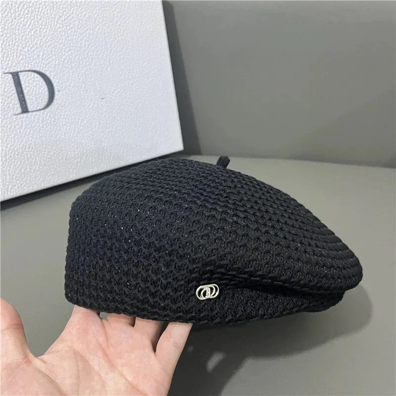 Black Beret Hat For Women - Japanese Style Slimming Face Fashion Cap