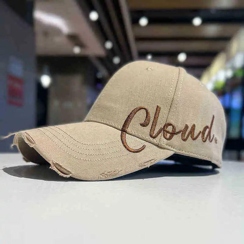 Black Side Letter Embroidered Baseball Cap for Summer