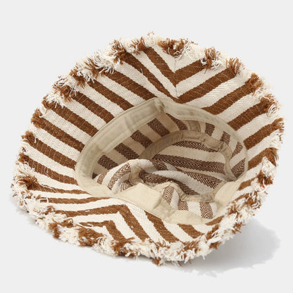 Woven Striped Brushed Edge Fisherman Hat
