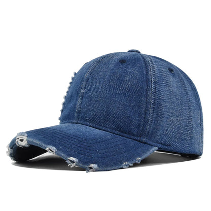 High Quality Perforated Denim Hat, Vintage Baseball Cap