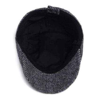 Vintage Big Herringbone Beret For Men Autumn Winter Warm Casual Newsboy Cap
