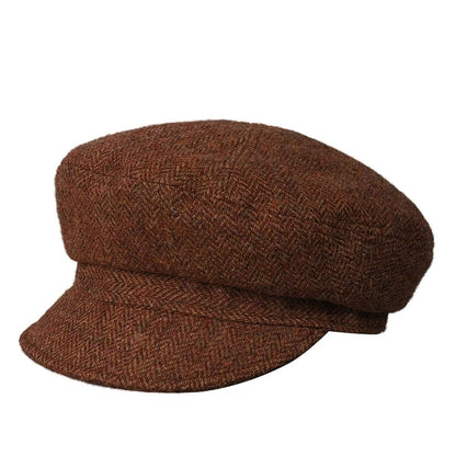 Classical British 100% Wool Octagonal Hat Women's Autumn
