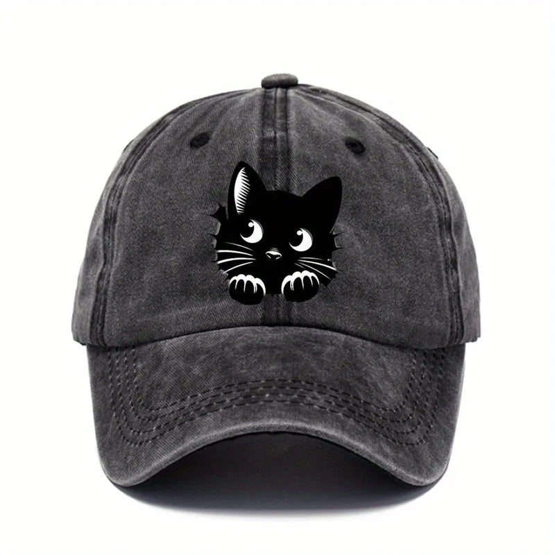 Cat Printed Baseball Cap with Cute Design