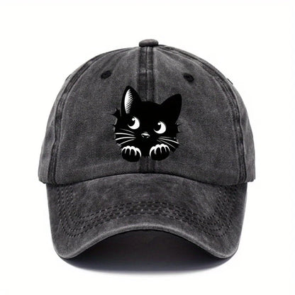 Cat Printed Baseball Cap with Cute Design