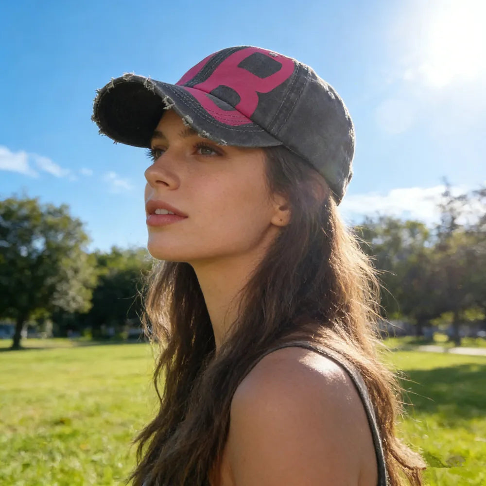 New Spring Washed Distressed Soft Top Printed Baseball Cap