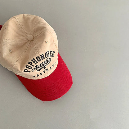 Color Block Children Duck Hat Embroidery Letter Baby Baseball Hats Soft Top Kids Peaked Cap Outdoor Sun Visors