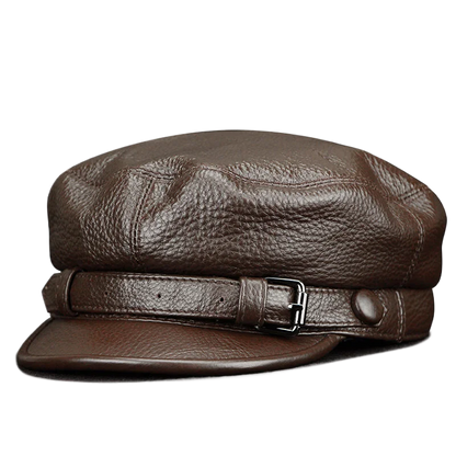 Men Genuine Leather Real Cowhide Beret Newsboy Hat Baseball Cap Classic Autumn Spring Winter