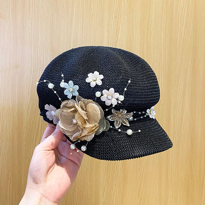 2022 Pearl Flower Ventilation Lady Leisure Octagonal Hat