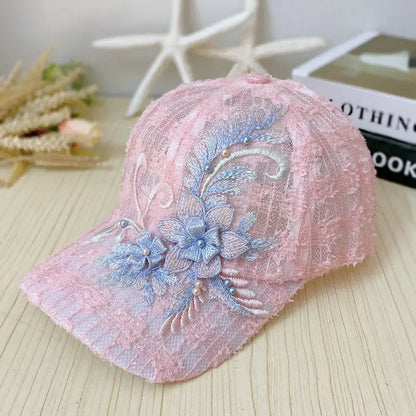 Korean Lace Flower Baseball Caps Women Summer Outdoor