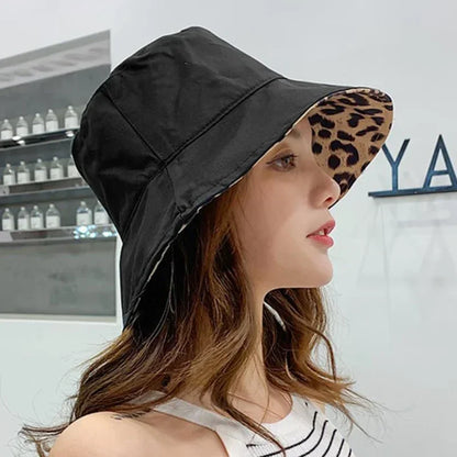 Fashion Leopard Reversible Breathable Cotton Bucket Hat
