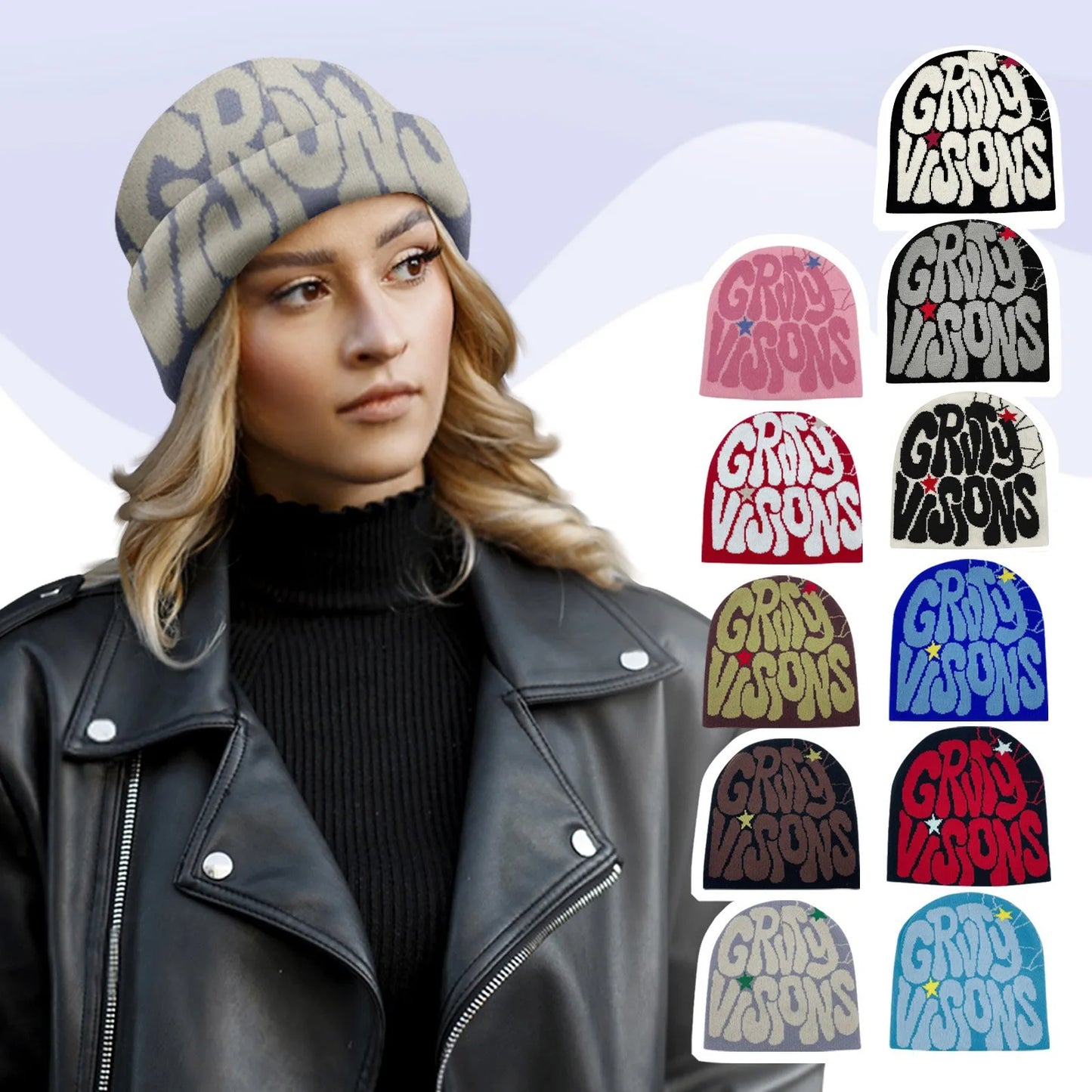 Unisex Knitted Hats Trendy Letter Pattern Popular Hip-Hop Hats