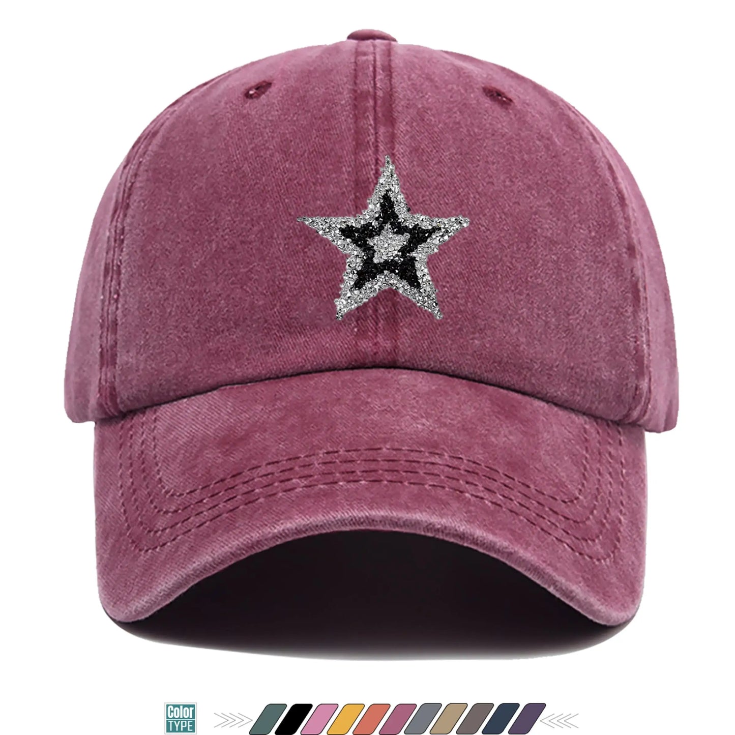 Sparkling Rhinestone Star Trucker Hat - Unisex Baseball Cap