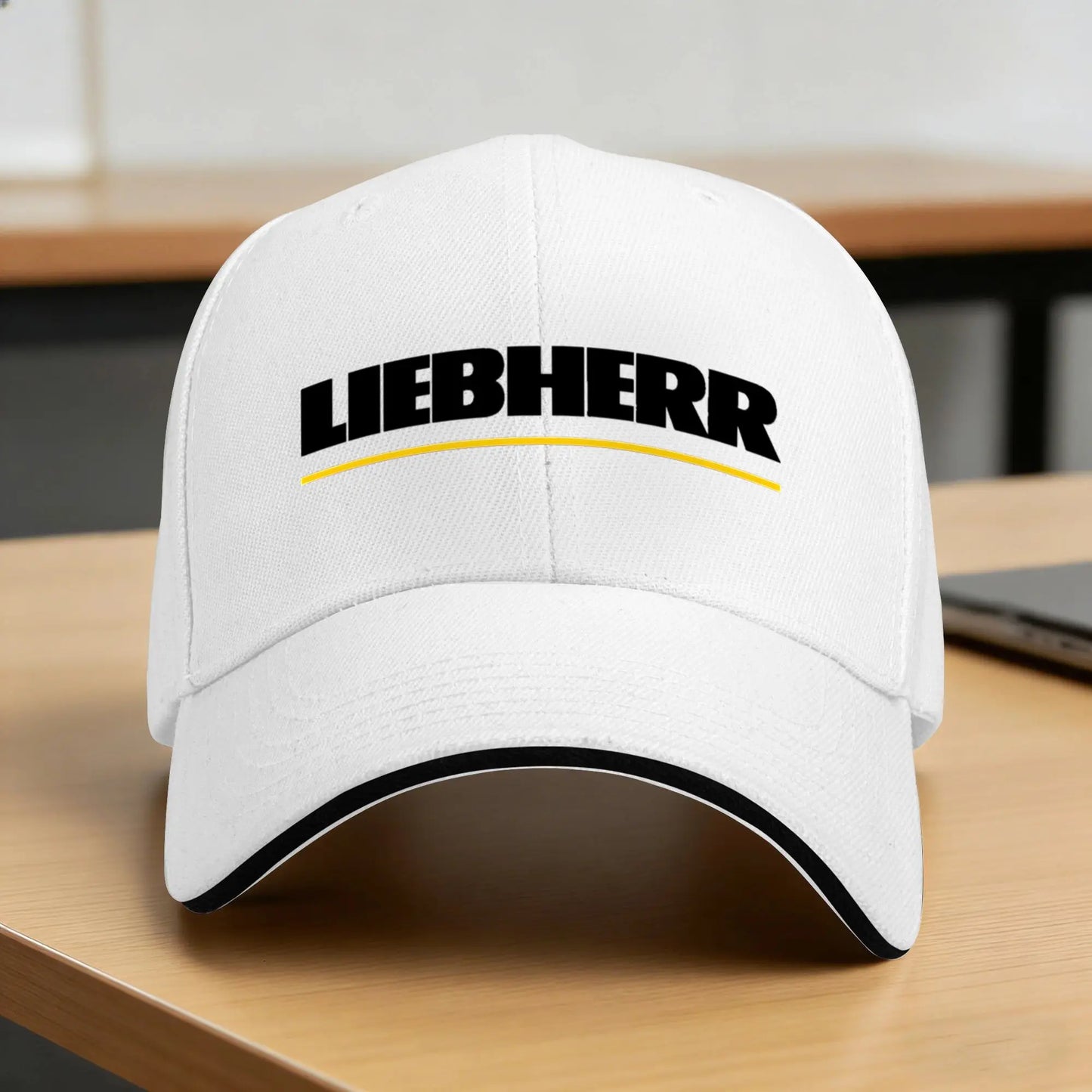 Casual Baseball Cap White Yellow Liebherr Letters