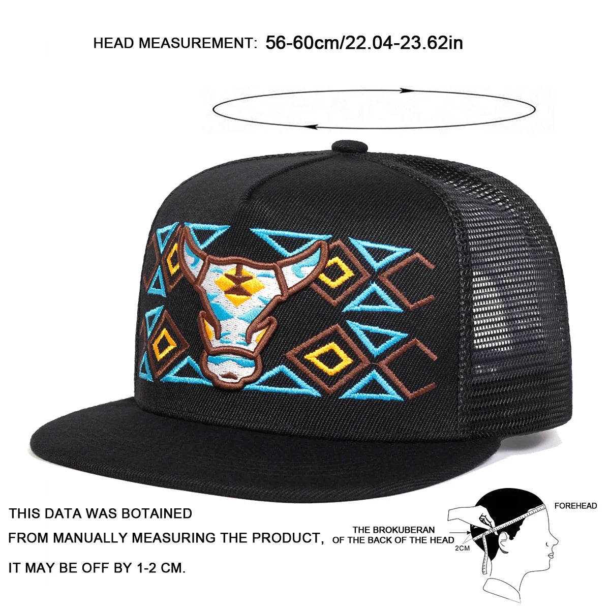 Unisex Ox Head Embroidery Baseball Net Hats Spring Summer