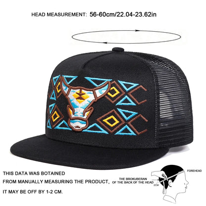 Unisex Ox Head Embroidery Baseball Net Hats Spring Summer