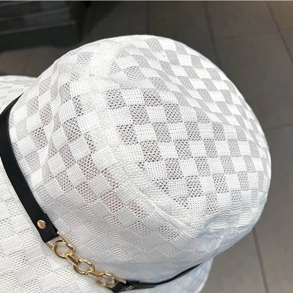New Fashion Women Fisherman Hat Women's Large Eave Chain Mesh Breathable Sun Hat