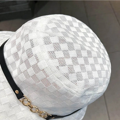 New Fashion Women Fisherman Hat Women's Large Eave Chain Mesh Breathable Sun Hat