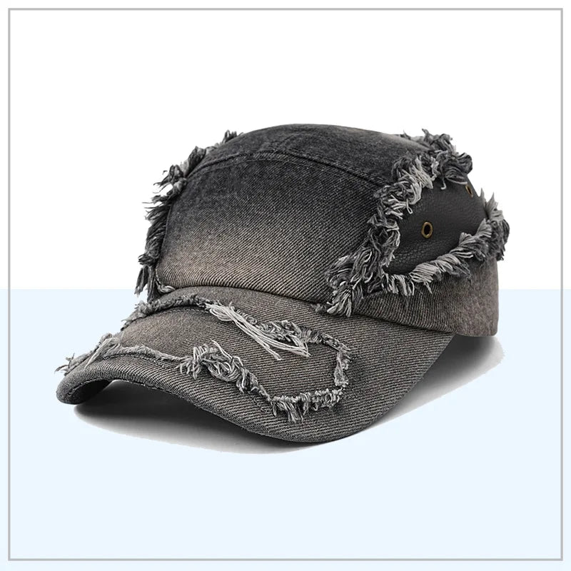 Dyed Denim Baseball Cap Outdoor Patchwork Baseball Cap