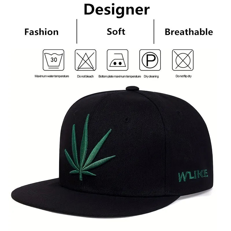 Unisex Plant Embroidery Hip-Hop Hats Outdoor Adjustable