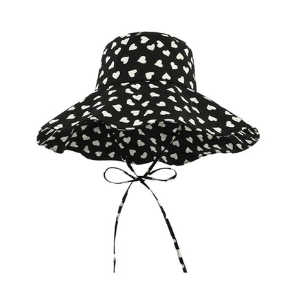 Black Dot Bucket Hats Leopard Print UV Protection Fisherman's Hat