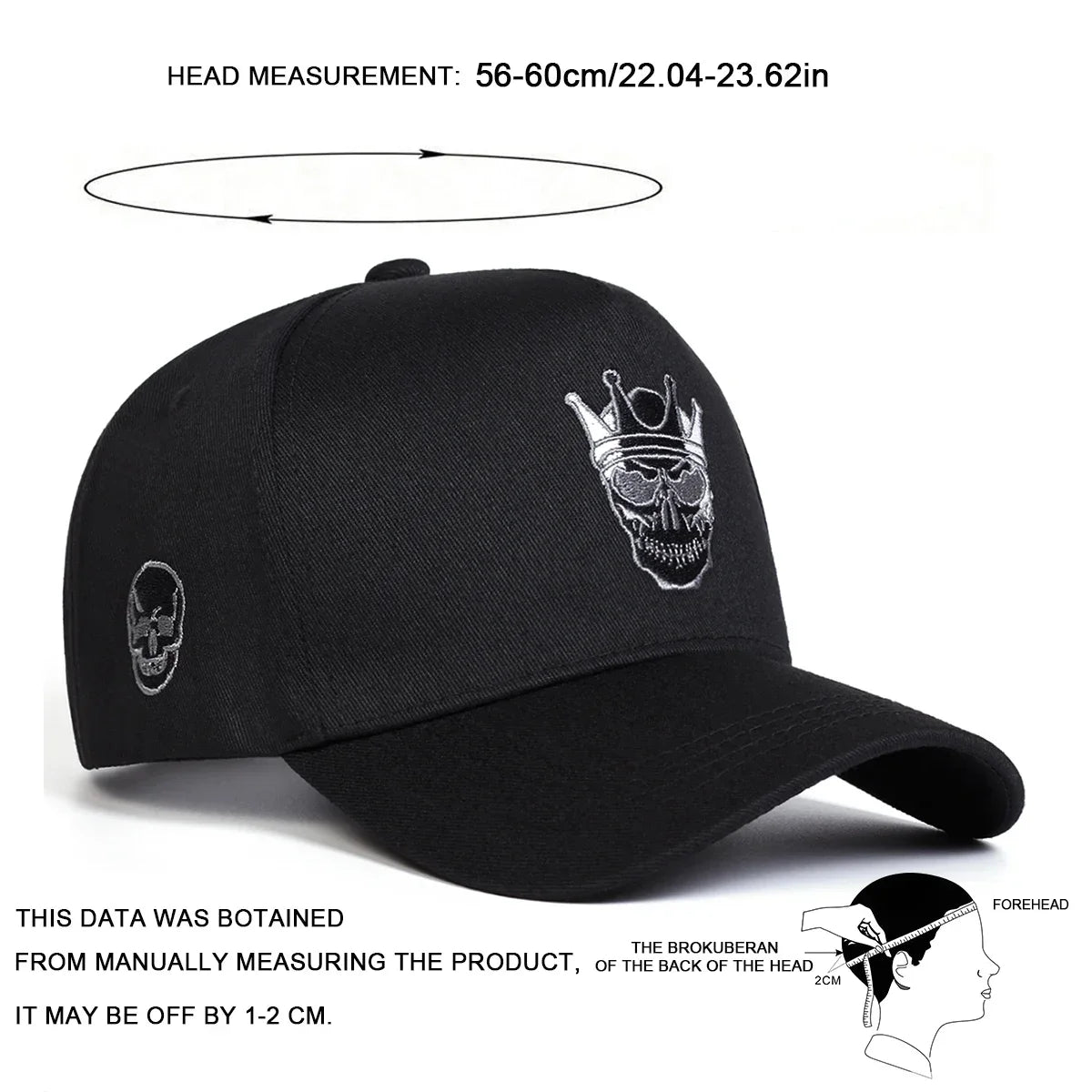 Unisex Skull Wearing A Crown Embroidery Baseball Caps Spring Autumn