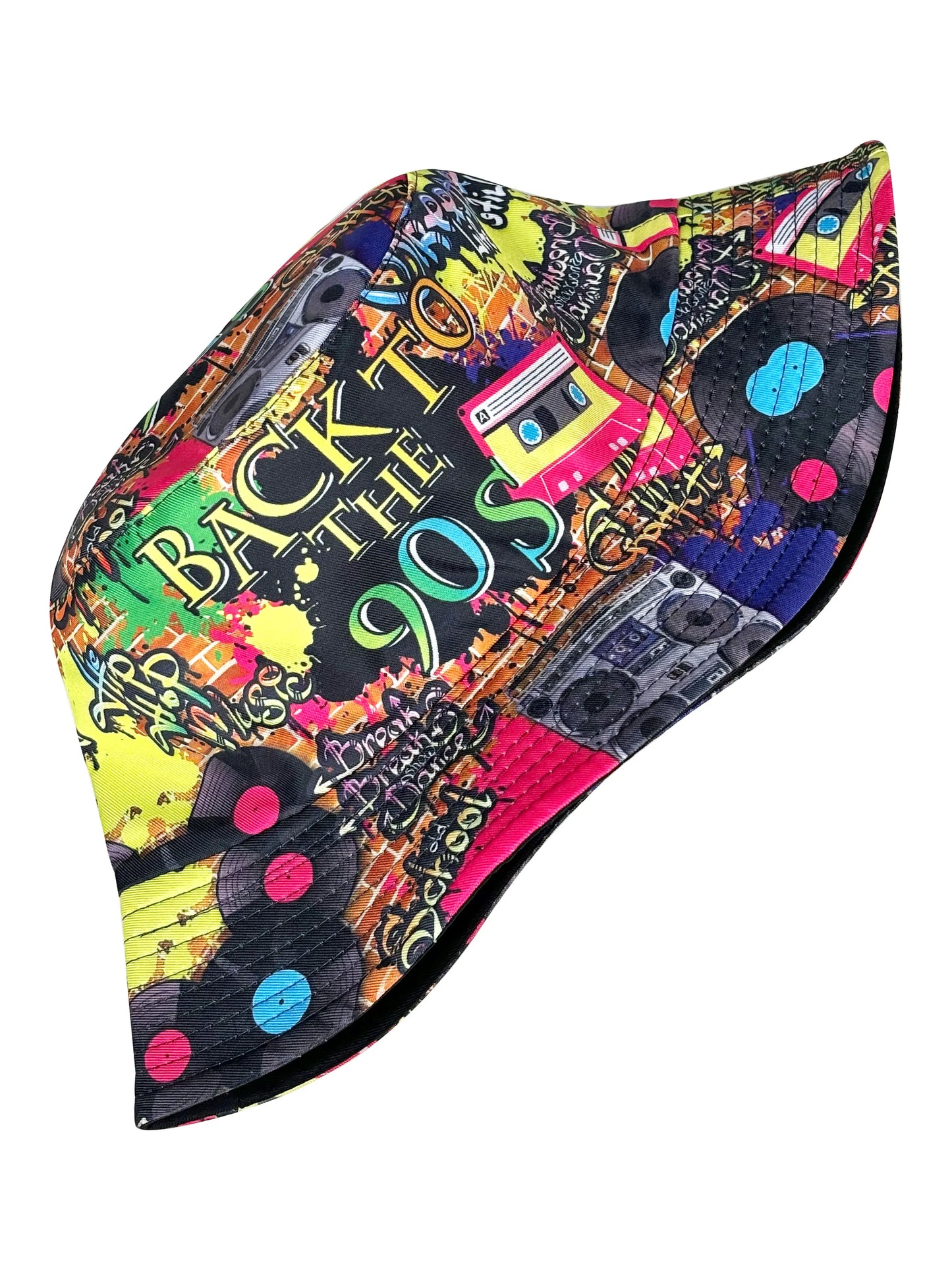 Retro Nostalgic Graffiti 90S Fisherman Hat, Personalized Trendy Printed Unisex Sun Hat
