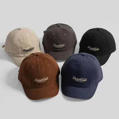 Japanese Short Brim Cotton Baseball Hat Women Men Embroidery Letters Street Niche Peaked Sports Sun Cap