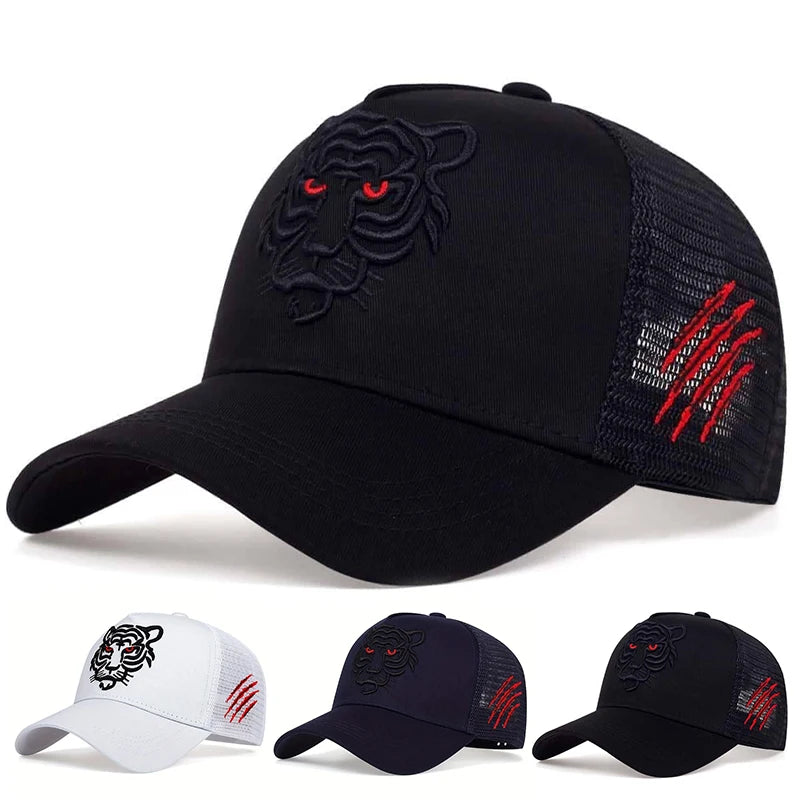 Unisex Tiger Head Embroidery Baseball Caps Adjustable Casual Hats