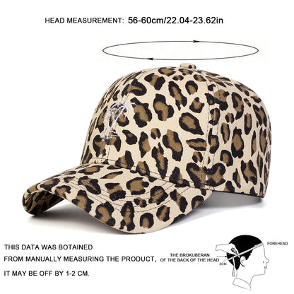 Unisex Coconut Tree Embroidery Leopard Print Baseball Caps