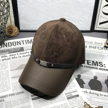 Women Accessories Spliced Faux Leather Vintage Peaked Cap