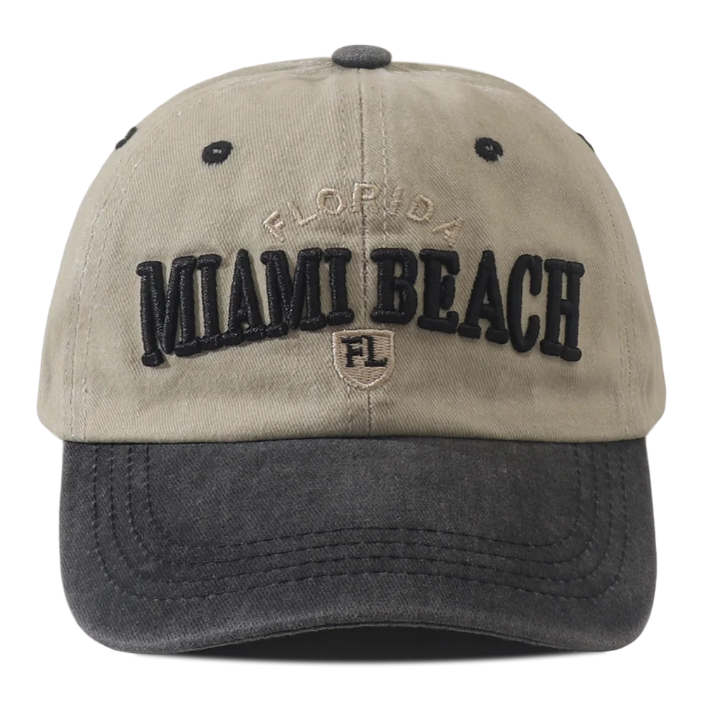 Miami Beach Letter Embroidered Baseball Cap Hip Hop