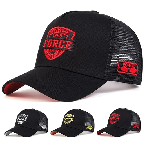 Unisex Force Letter Embroidery Baseball Net Caps Casual Hats Spring and Summer