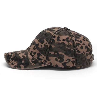 New Spring and Autumn Washed Leopard Print Baseball Cap All Cotton Camouflage Duckbill Cap Fashionable