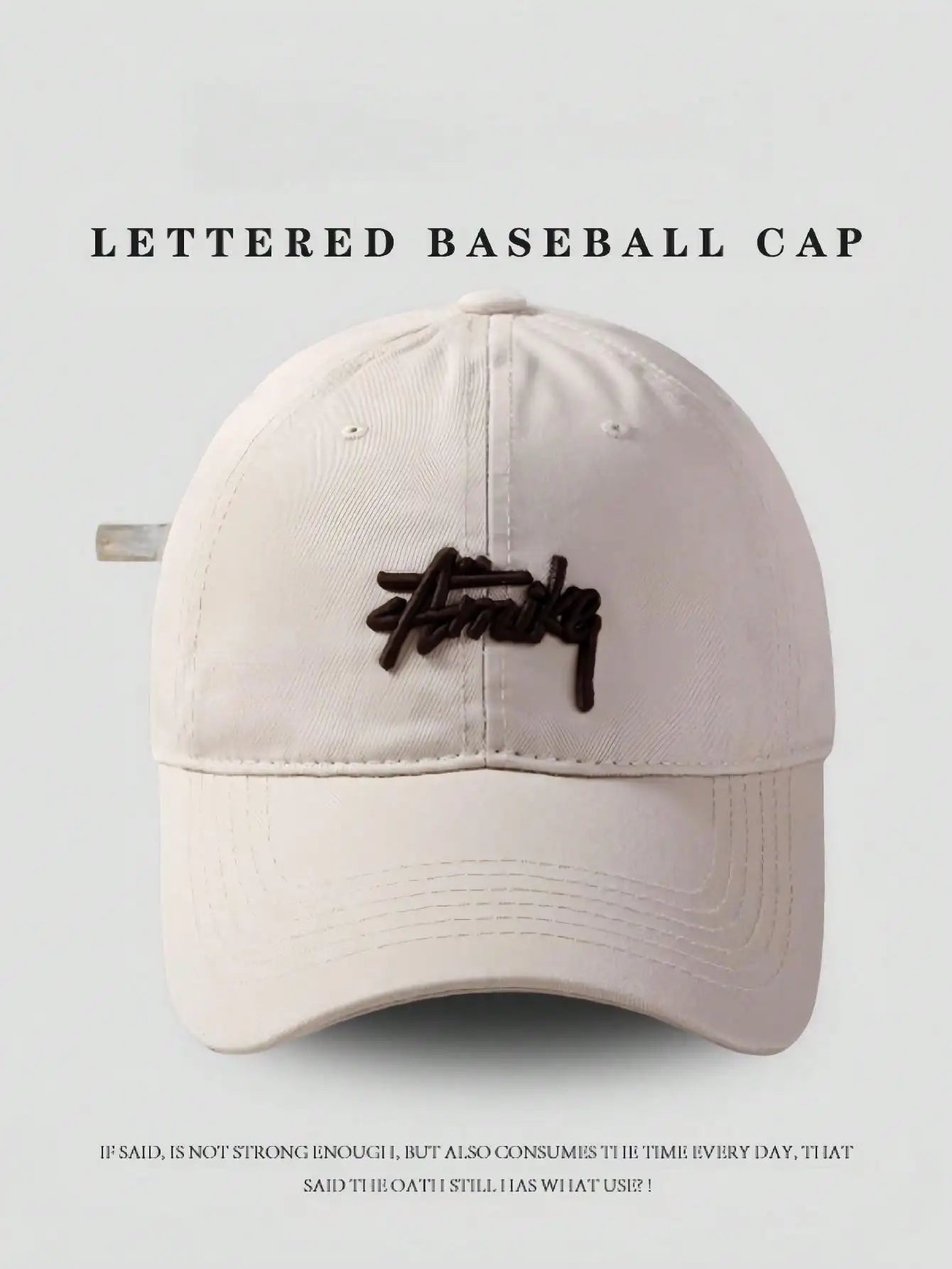 Retro Letter Embroidery Baseball Cap Monochrome Brim Hat Summer and Spring