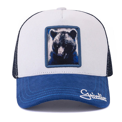 Unisex Trucker Hat Grizzlies Pattern Patch Design Suede Sun Hat Summer Animal Baseball Cap For Men Women ﻿