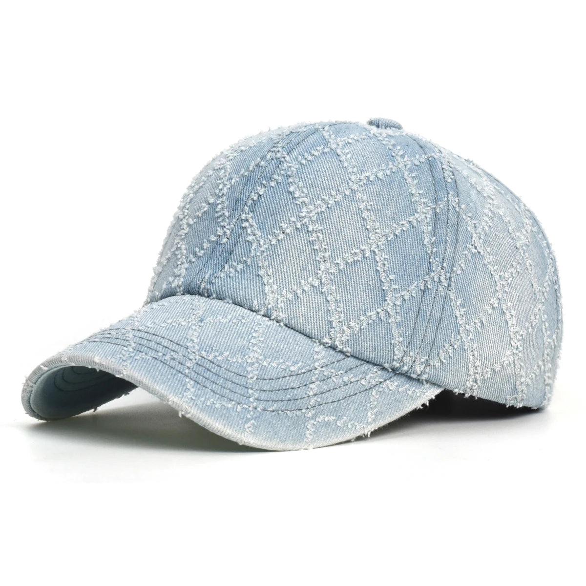 Lattice Washed Cotton Baseball Cap Men Women Vintage Denim Dad Hat