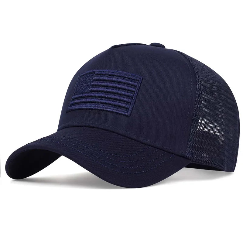 Fashion American Flag Embroidery Baseball Net Caps