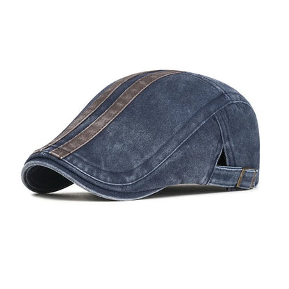 Vintage Men Women's Striped Washed Denim Berets Hats
