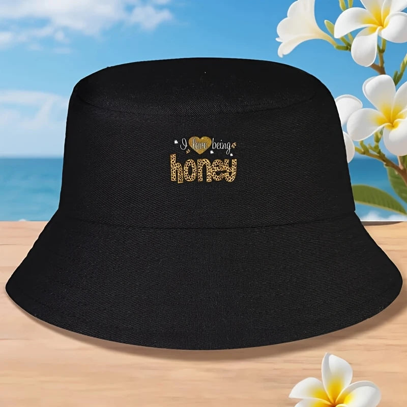 I Love Being Honey Leopard Plaid Grandma Gifts Mother'S Day Bucket Hat