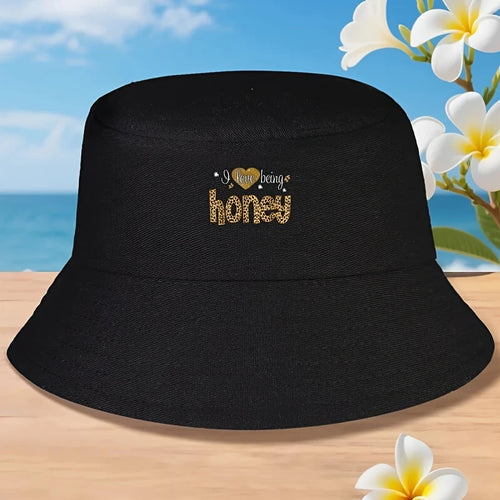 I Love Being Honey Leopard Plaid Grandma Gifts Mother'S Day Bucket Hat