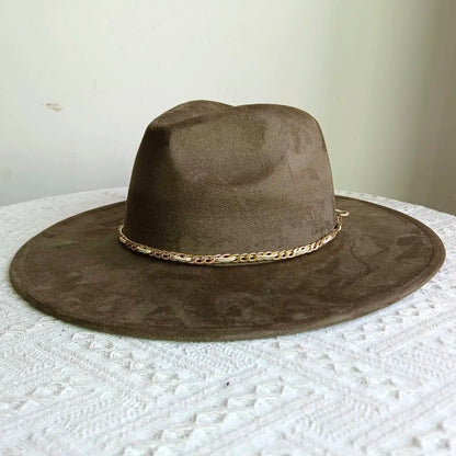 New Free People Rancher Suede Wide Brim Hat Felt Jazz Hat, Classic Church Hat